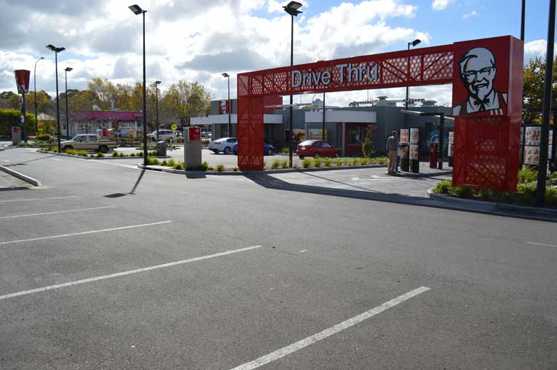Food outlet – car-park and drive-through construction